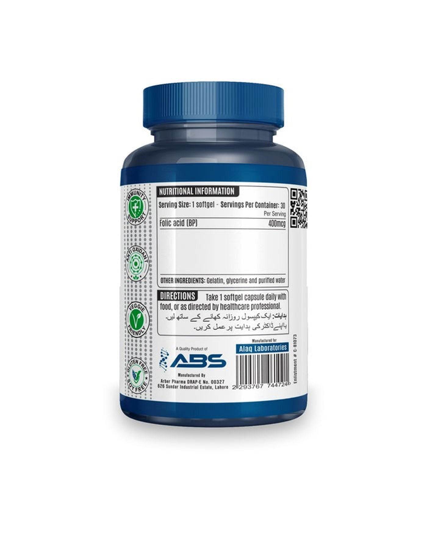 ABS Folic Acid 400mcg, 30 Ct