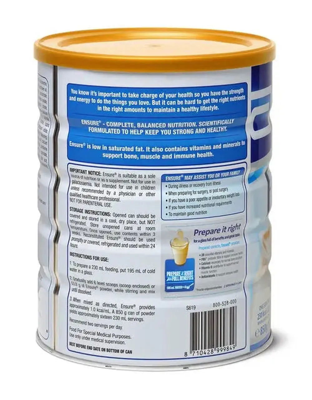 Abbott Ensure (Vanilla), 850g