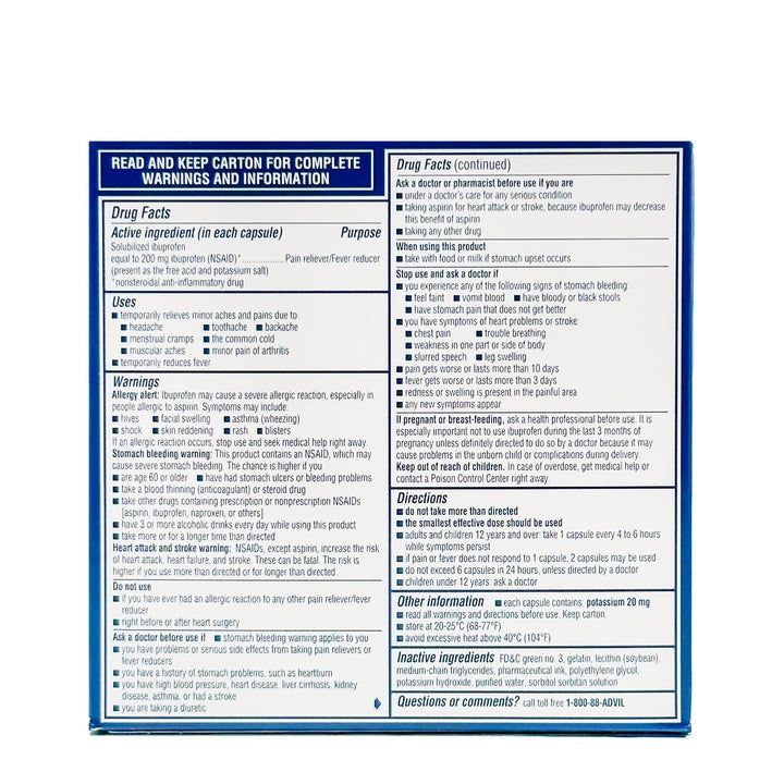 Advil Liquid Gels 120 Capsules
