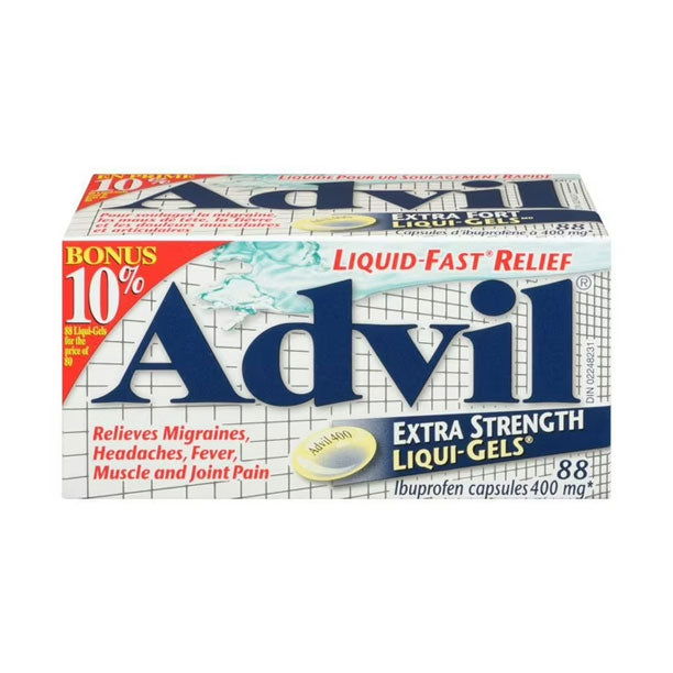 Advil Liquid Gels 400mg Extra Strength 88 Capsules