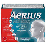 Aerius Allergy Medicine, Fast Relief, 24-Hour, Non-Drowsy, 15 Symptoms, 80 Tablets