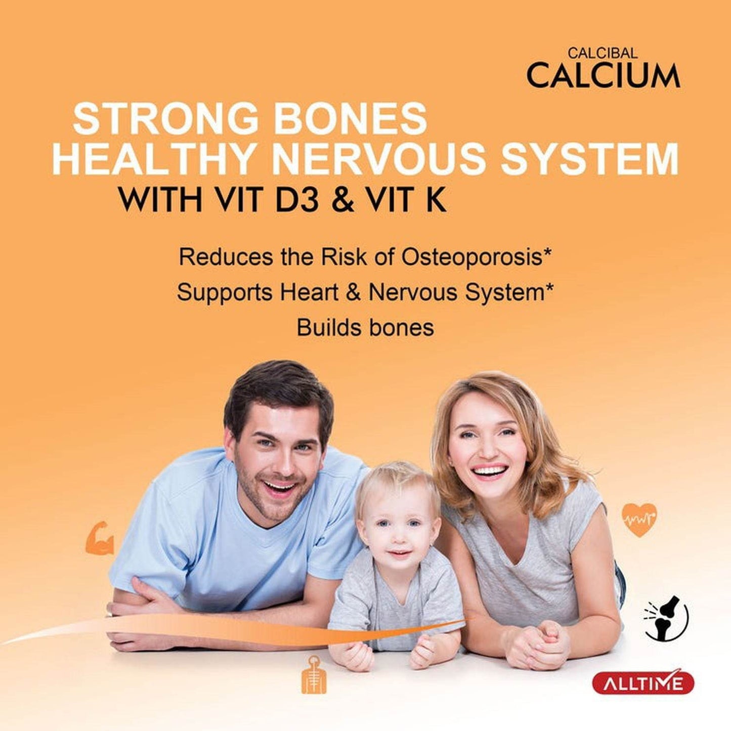 AllTime Calcibal (Calcium with Vitamin D3 & K), 60 Ct