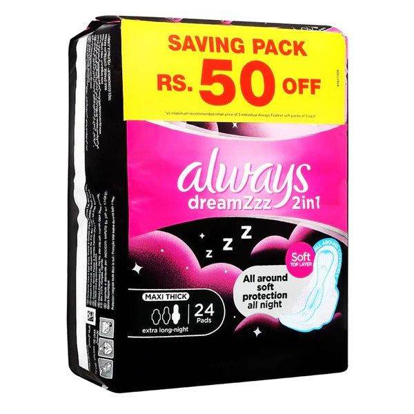 Always DreamZzz Maxi Thick Night Pads - 24ct