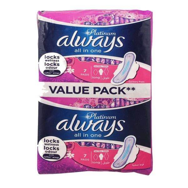 Always Platinum Ultra Thin (Long) Sanitary Pads, 14 Ct