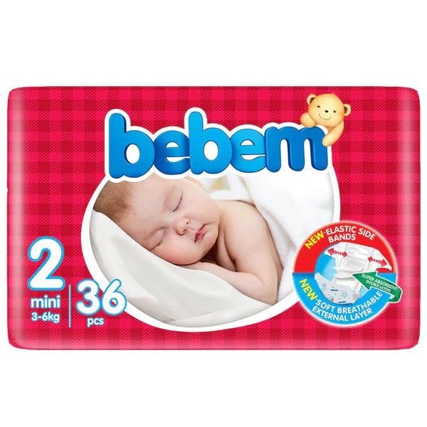Bebem Baby Diaper Size 2 (Mini), 36 Ct