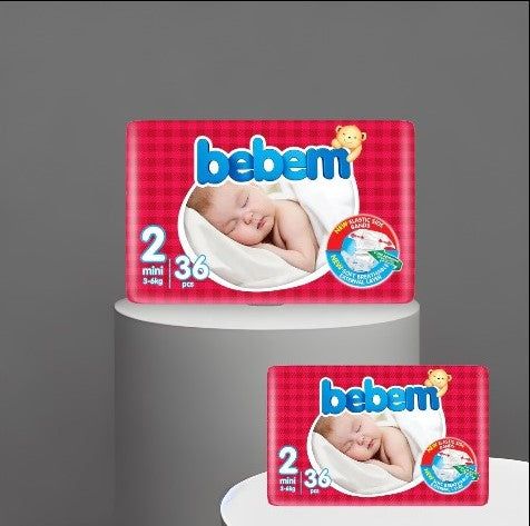 Bebem Baby Diaper Size 2 (Mini), 36 Ct