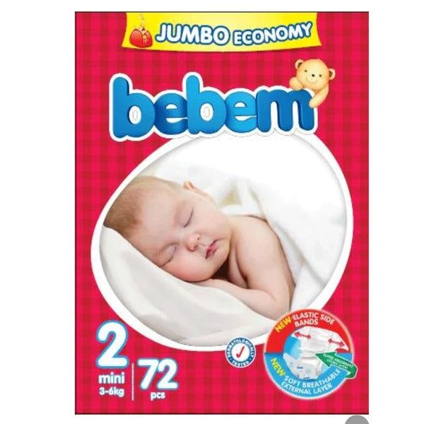 Bebem Baby Diaper Size 2 (Mini), 72 Ct