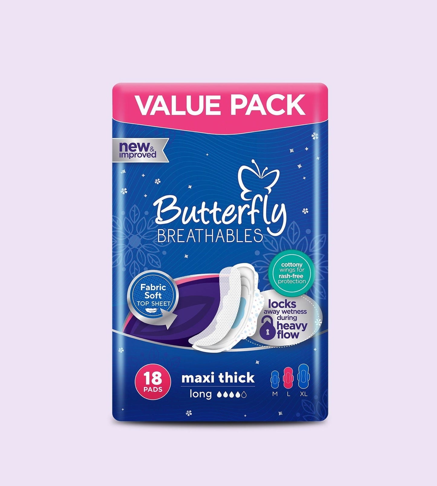 Butterfly Breathable Maxi Thick (Long), 18 Ct
