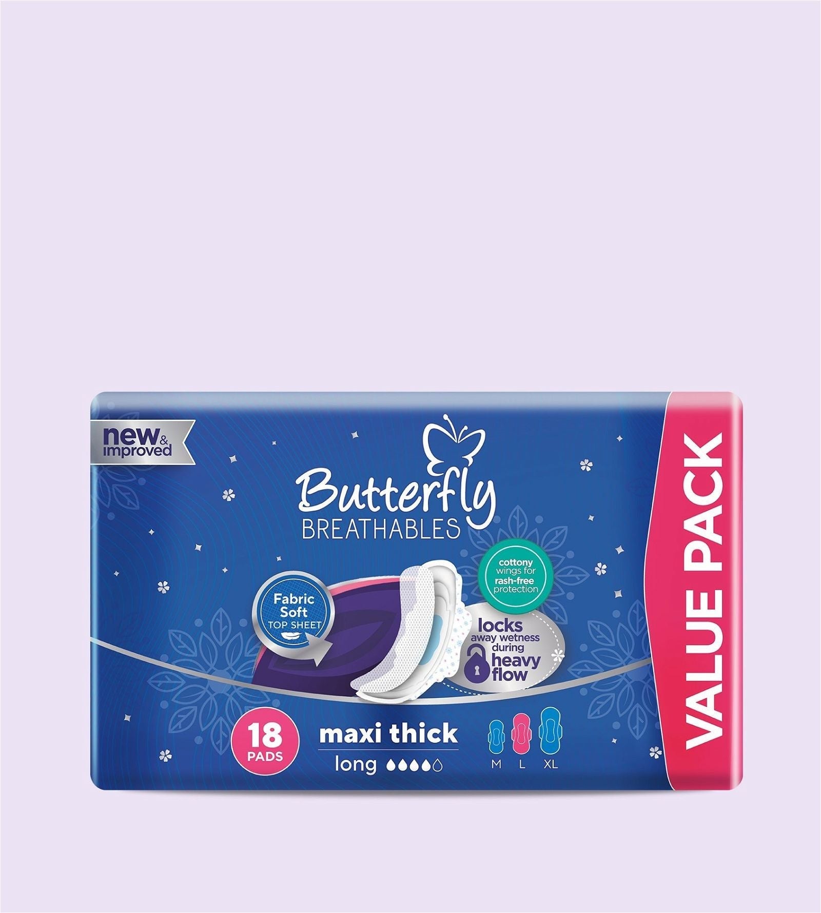 Butterfly Breathable Maxi Thick (Long), 18 Ct