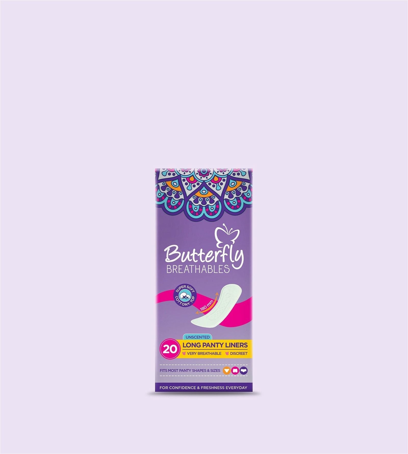 Butterfly Breathable Panty Liners (Long), 20 Ct