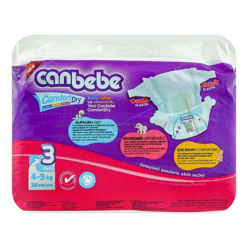 Canbebe Comfort Dry Diapers Size 3 (Midi), 36 Ct