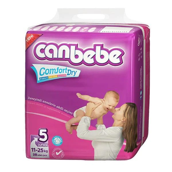 Canbebe Comfort Dry Diapers Size 5 (Junior), 28 Ct