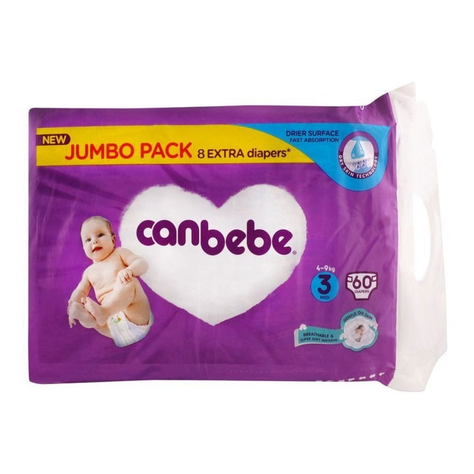 Canbebe Diapers Size 3 (Midi), 60 Ct