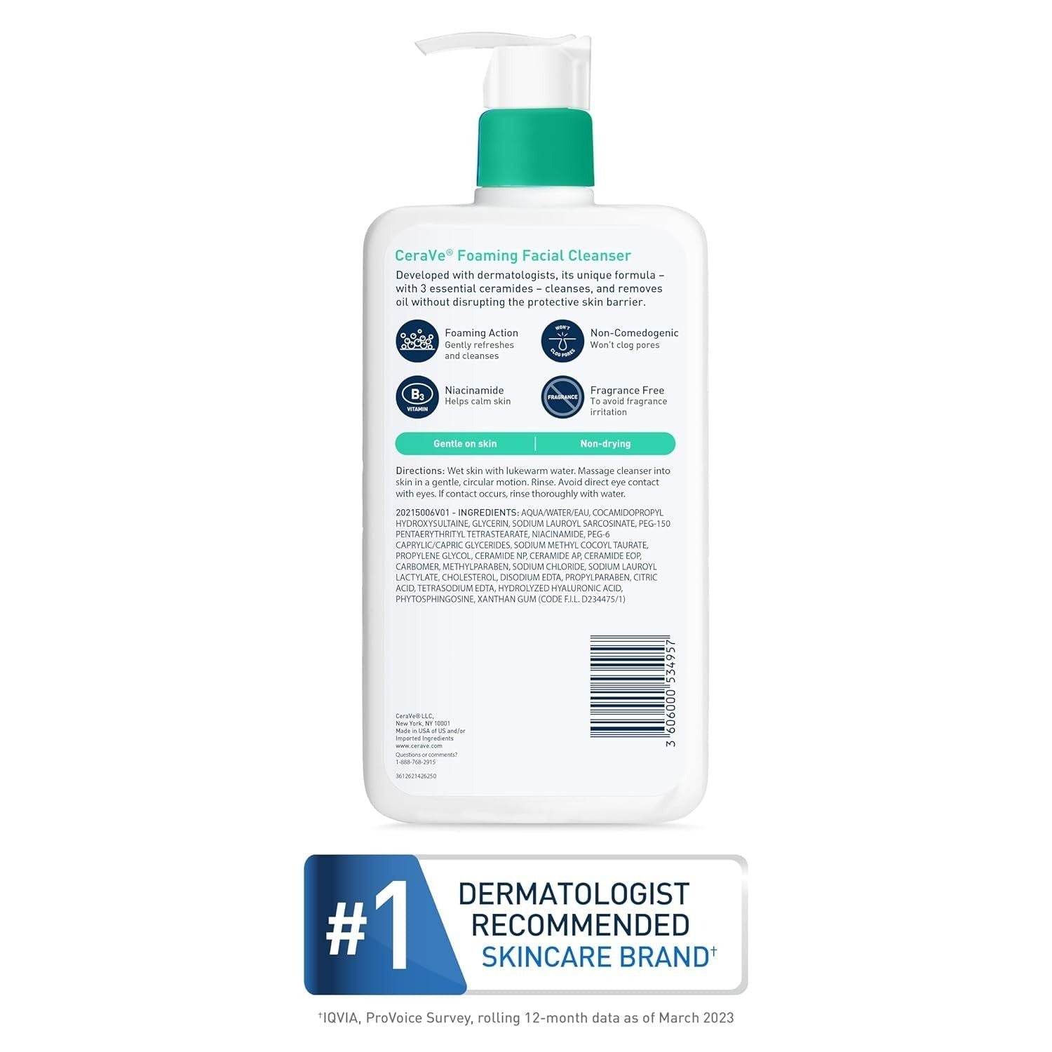 Cerave Foaming Facial Cleanser For Normal To Oily Skin 473Ml