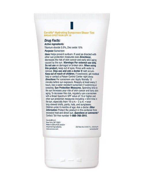 Cerave Haydrating Mineral Sunscreen Broad Spectrum Spf 30 Face Sheer Tint 50Ml