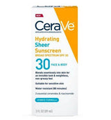 Cerave Hydrating Sheer Sunscreen Spf 30 Face & Body 89Ml