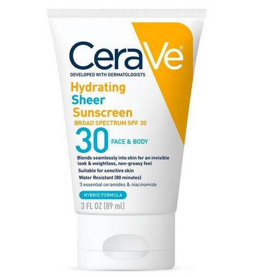 Cerave Hydrating Sheer Sunscreen Spf 30 Face & Body 89Ml