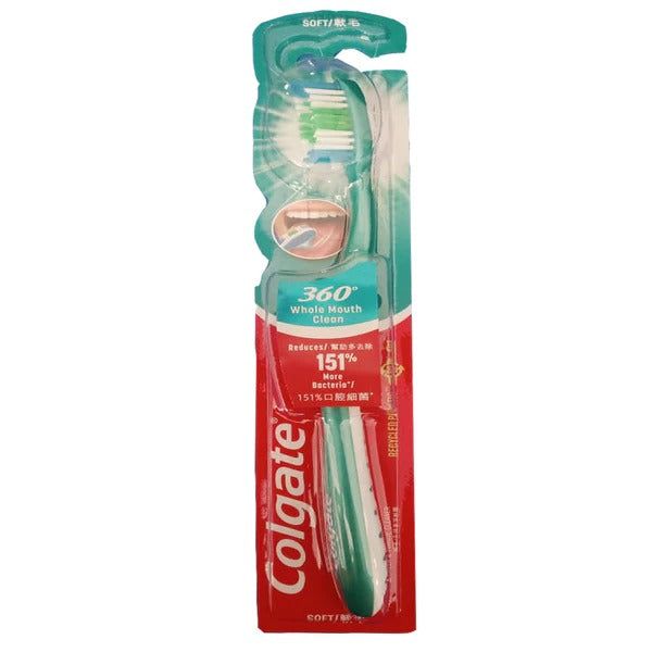 Colgate 360 Whole Mouth Clean Soft Toothbrush (Green), 1 Ct