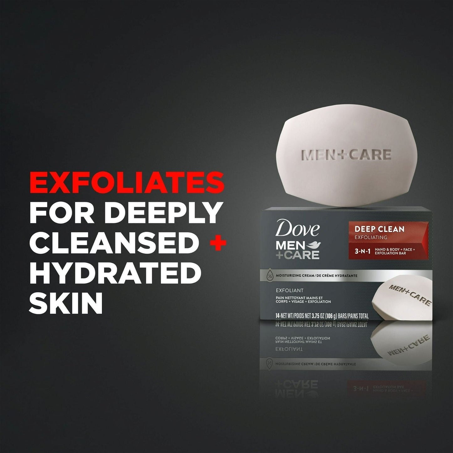 Dove Men + Care Deep Clean Hand & Body + Face Bar + Shave Bar Soap
