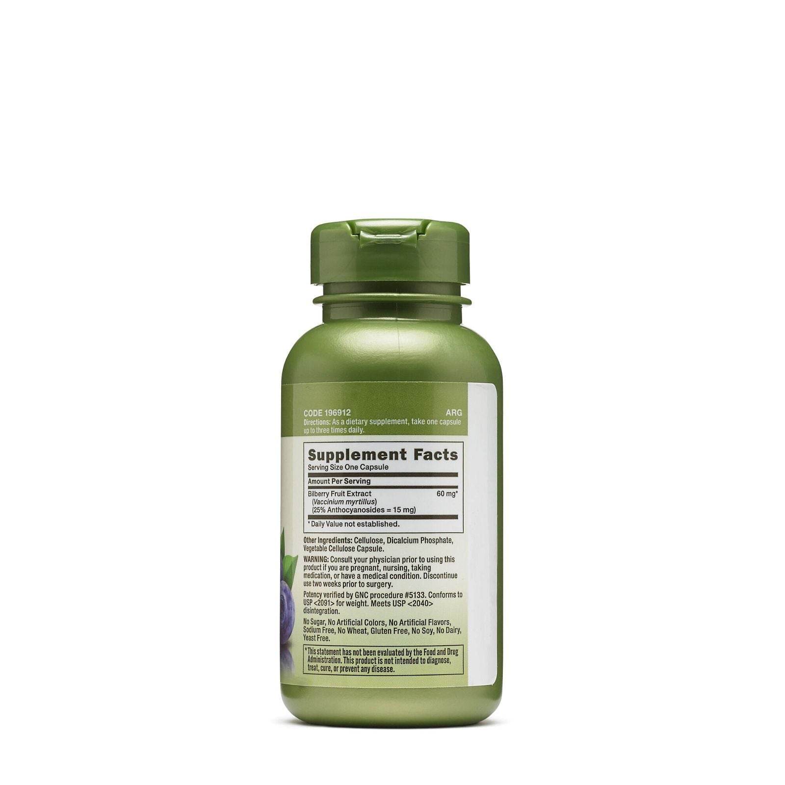 GNC Herbal Bilberry Extract 60mg, 100 Capsules