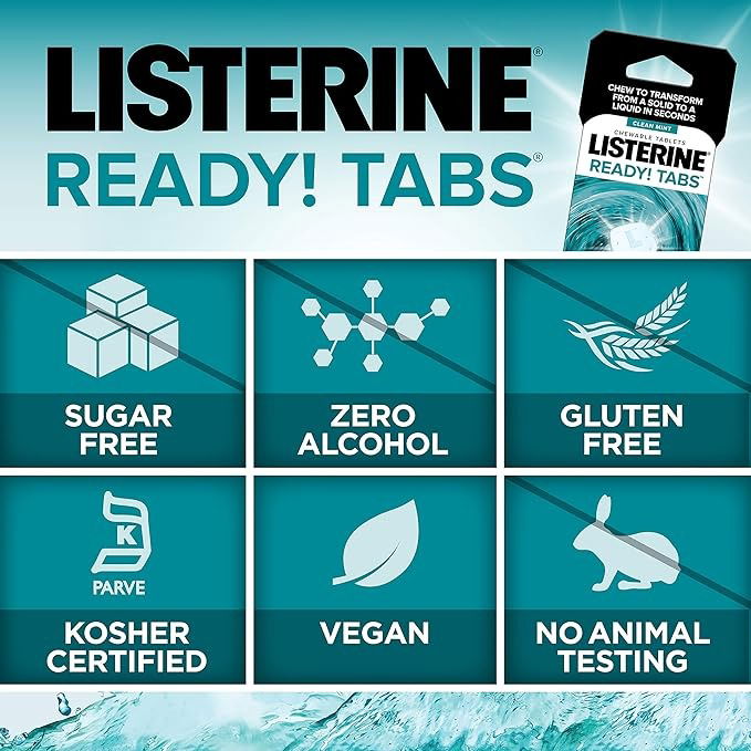 Listerine Clean Mint Sugar Free Chewable Tablets, 8 Ct