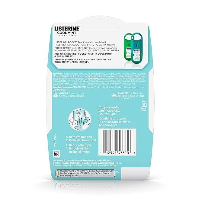 Listerine Cool Mint Pocket Paks - Pack of 24 Strips, 3 Ct