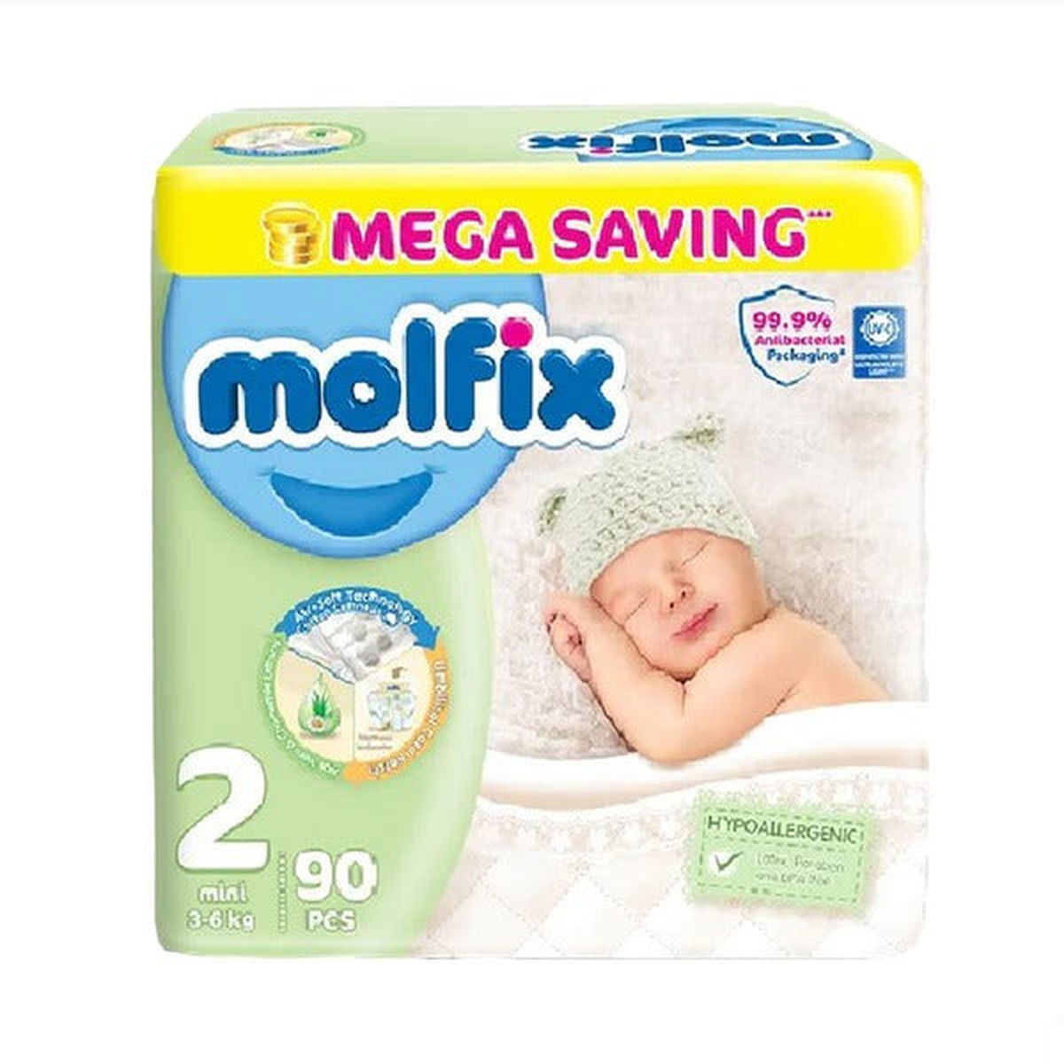 Molfix Diapers Size 2 (Mini), 90 Ct