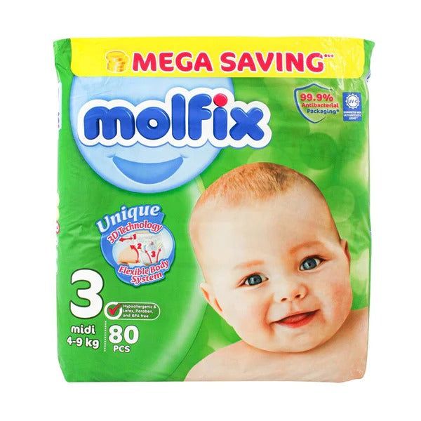 Molfix Diapers Size 3 (Midi), 80 Ct