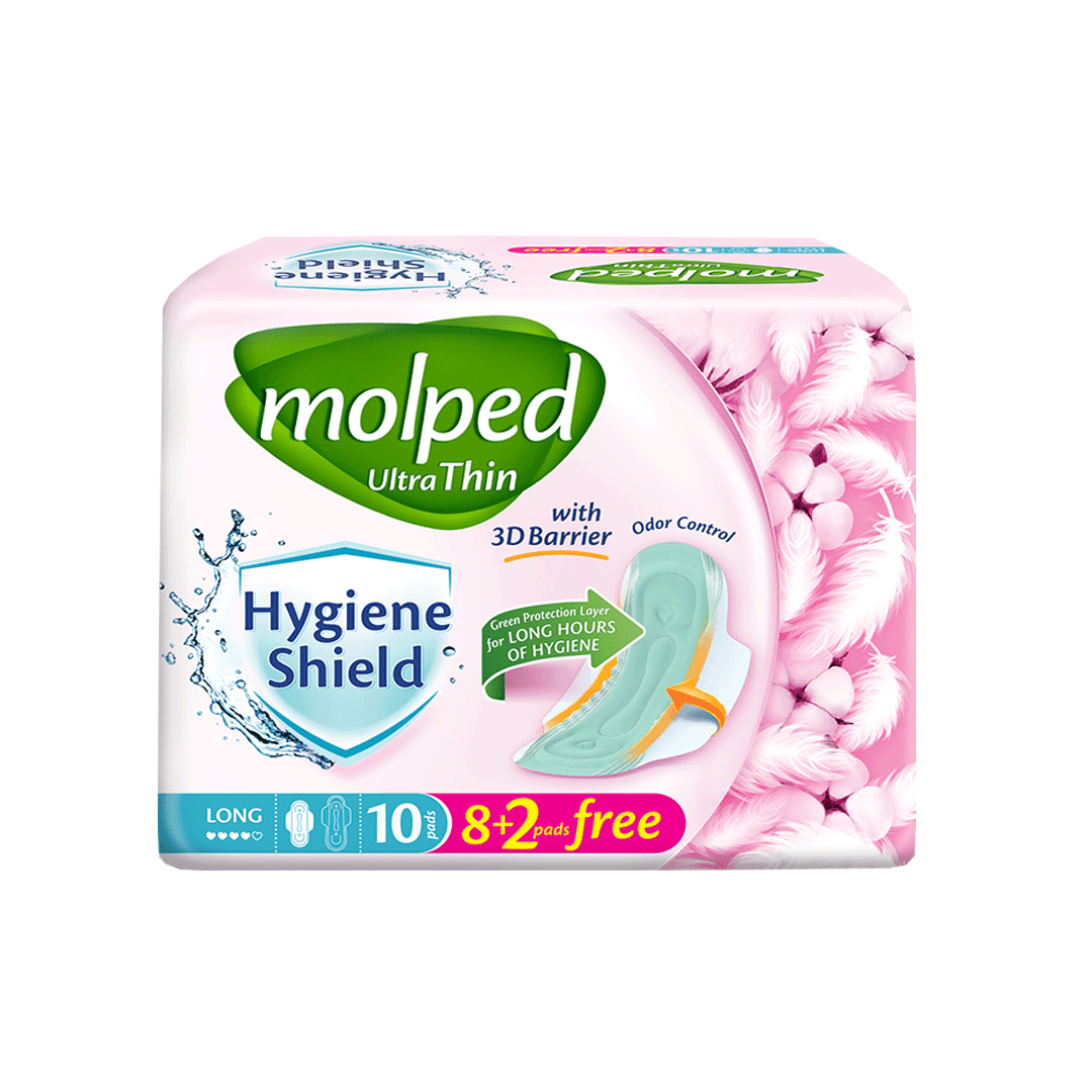 Molped Ultra Thin (Long) With 3D Barrier, 10 Pads