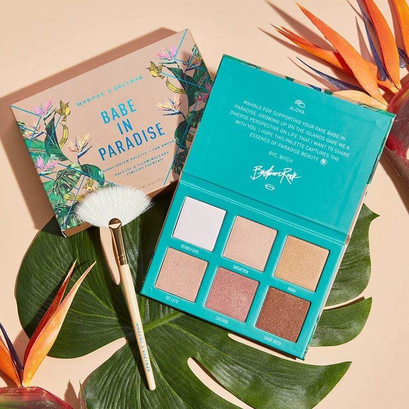 Morphe Babe In Paradise Highlighter Palette + Fan Brush