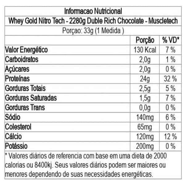 MuscleTech, Nitro Tech 100% Whey Gold, Double Rich Chocolate, 5.03 lbs