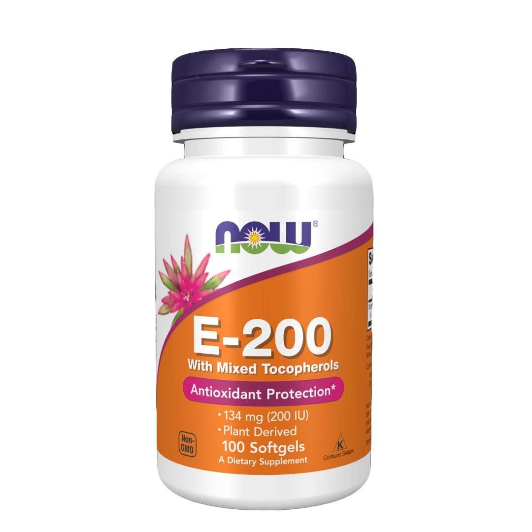 NOW Vitamin E-200 IU with Mixed Tocopherols, 100 Ct