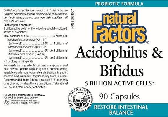 Natural Factors Acidophilus & Bifidus (Probiotic) 5 Billion Active Cells