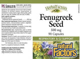 Natural Factors Fenugreek Seed 500 mg, 90 Ct