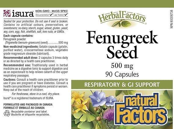Natural Factors Fenugreek Seed 500 mg, 90 Ct