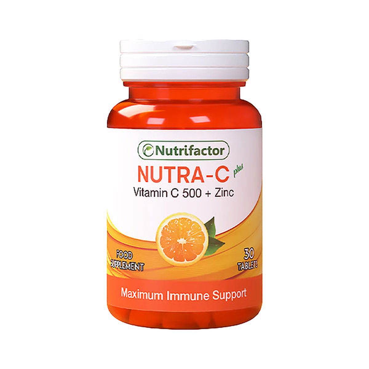 Nutrifactor Nutra-C 500mg Plus Zinc, 30 Ct