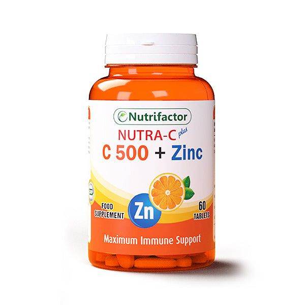 Nutrifactor Nutra-C 500mg Plus Zinc, 60 Ct
