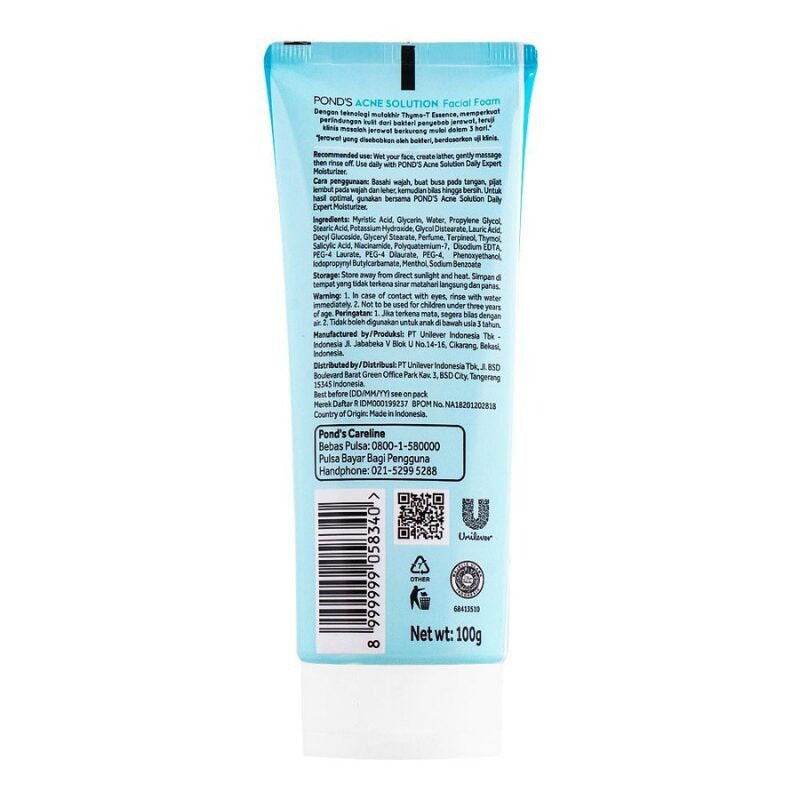 Pond's Acne Solution Facial Foam, 100g