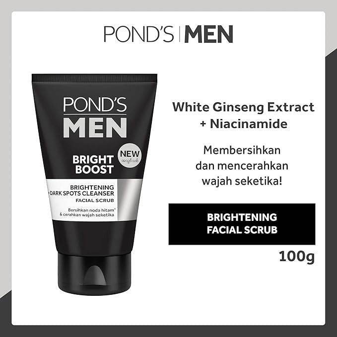 Pond's Men Bright Boost Facial Scrub, 100g