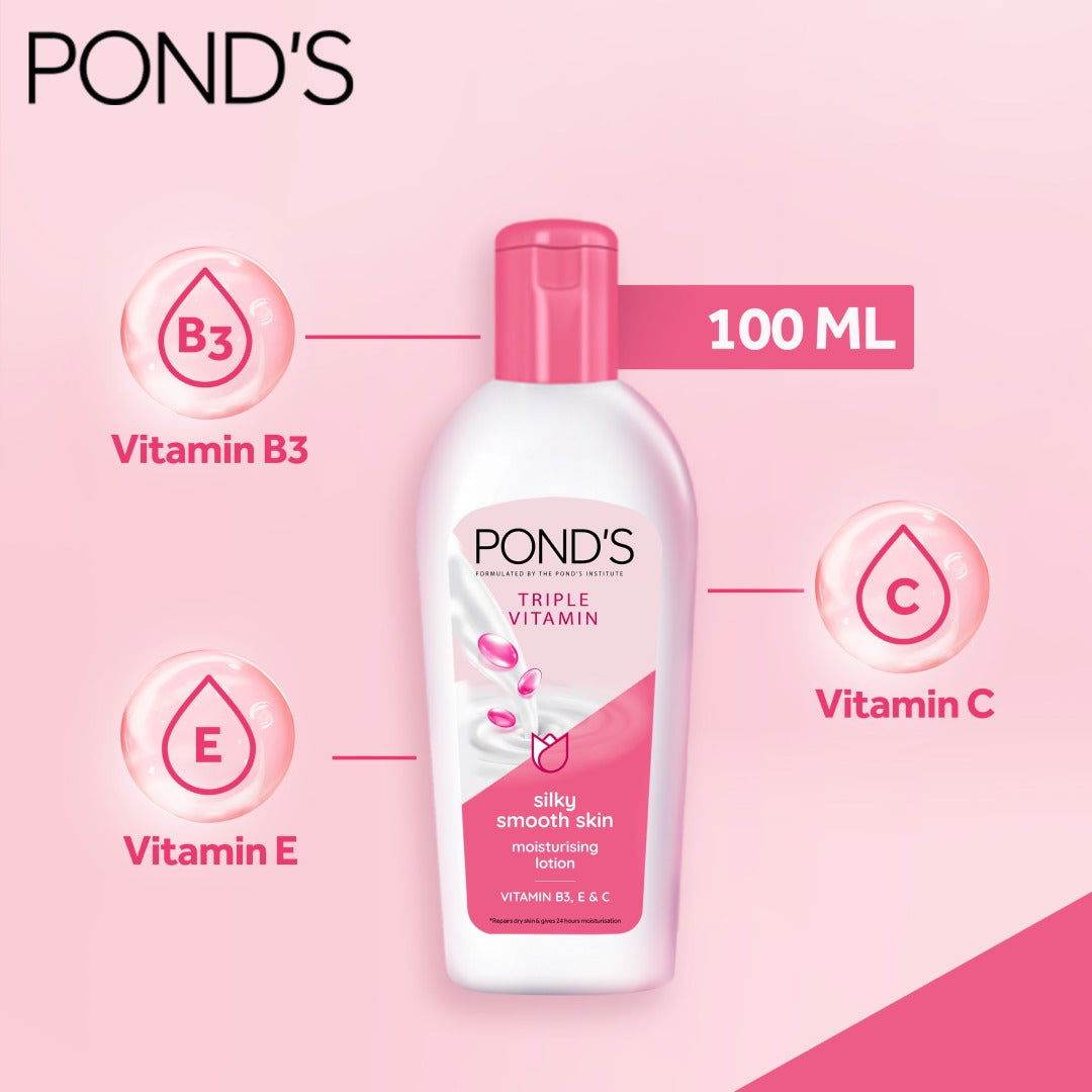 Pond's Triple Vitamin Silky Smooth Skin Moisturising Lotion, 100ml