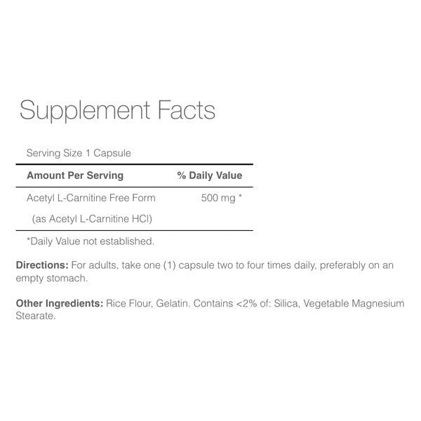 Puritan's Pride Acetyl L-Carnitine 500mg, 30 Ct