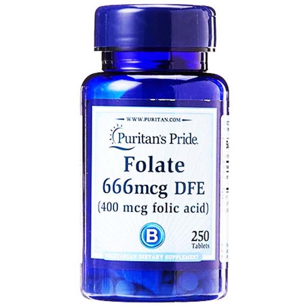 Puritan's Pride Folic Acid 400mcg, 250 Ct
