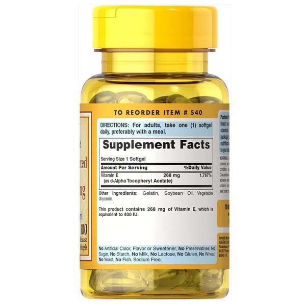 Puritan's Pride Naturally Sourced E-268mg 400iu 100ct