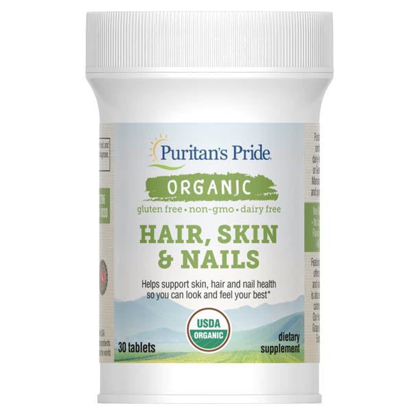 Puritan's Pride Organic Hair, Skin & Nails Supplement - 30 Ct