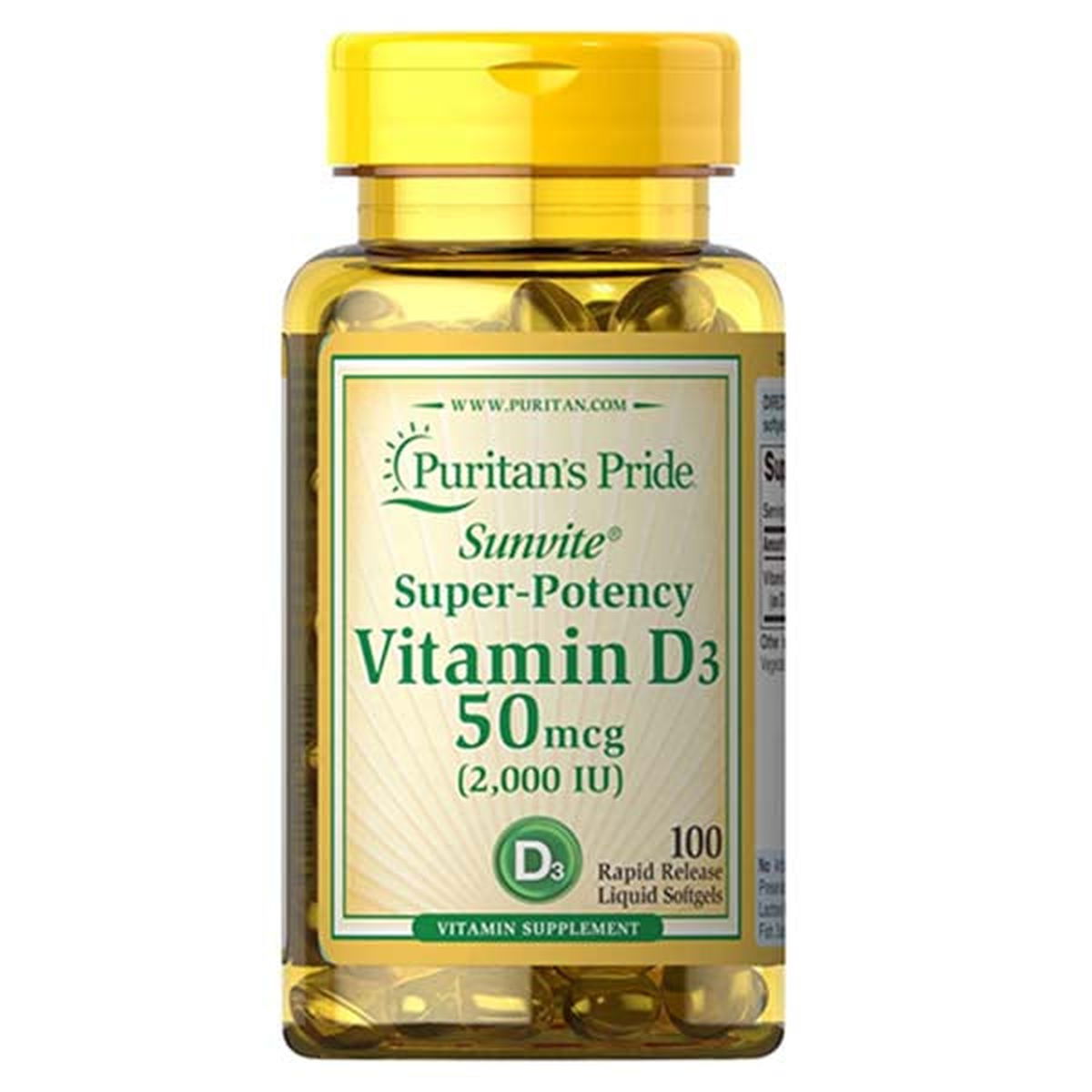 Puritan's Pride Vitamin D3 50 mcg (2000 IU), 100 Ct