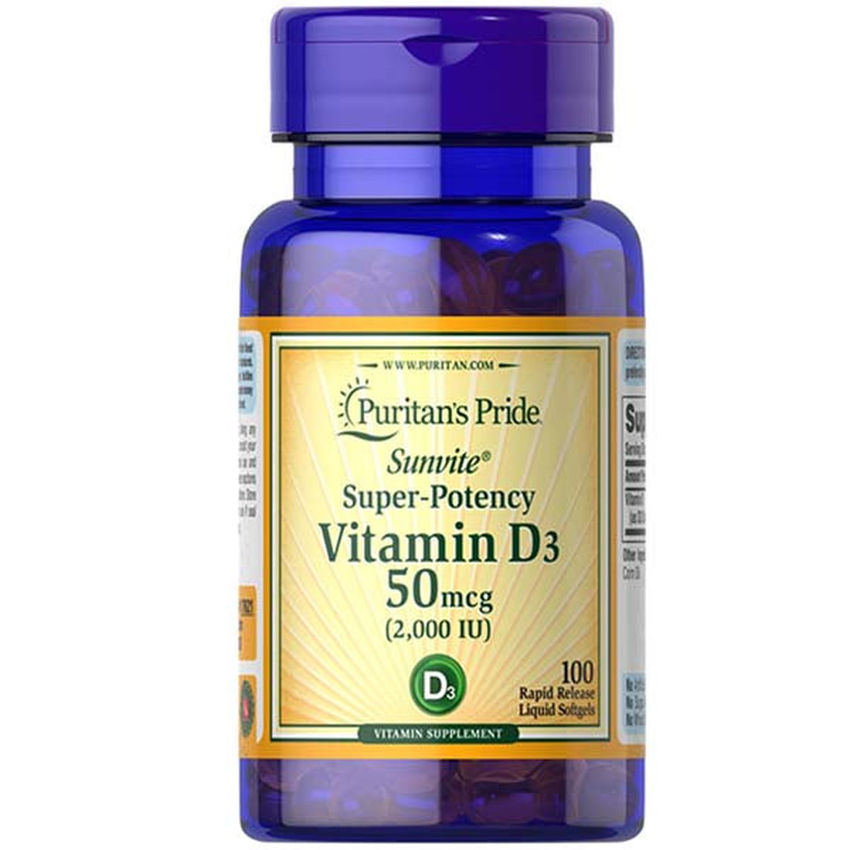 Puritan's Pride Vitamin D3 50 mcg (2000 IU), 100 Ct