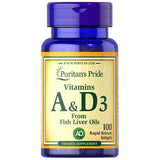 Puritan's Pride Vitamins A & D3, 100 Ct