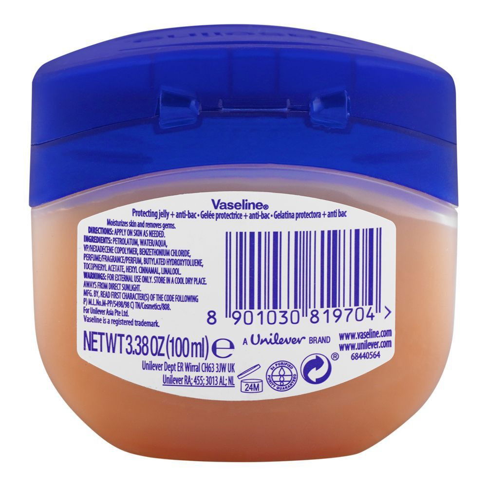 Vaseline 2-in-1 Skin Moisturizing + Anti Bacterial Petroleum Jelly, 100ml