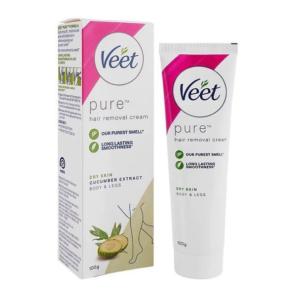 Veet Pure Hair Removal Cream with Cucumber Extracts for Dry Skin, 100g
