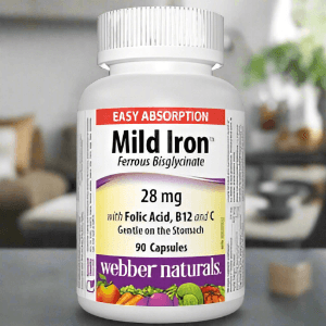 Webber Naturals Mild Iron Ferrous Bisglycinate, 90 Ct